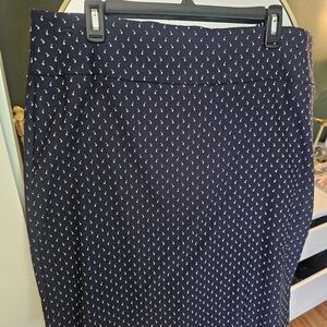 Margaret M Dark Blue Patterned Pencil Skirt